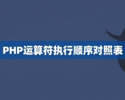 PHP运算符执行顺序对照表