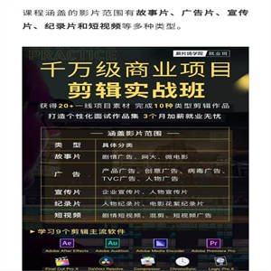 千万级商业项目剪辑实战班，10类剪辑实战，打造个性化作品