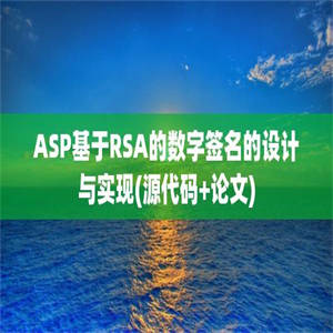 ASP基于RSA的数字签名的设计与实现(源代码+论文)