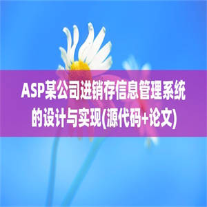 ASP某公司进销存信息管理系统的设计与实现(源代码+论文)