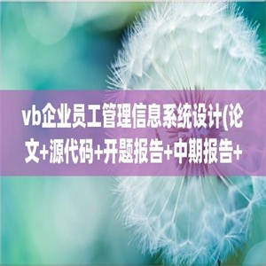 vb企业员工管理信息系统设计(论文+源代码+开题报告+中期报告+学习报告)