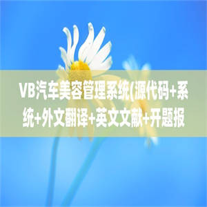 VB汽车美容管理系统(源代码+系统+外文翻译+英文文献+开题报告+任务书)