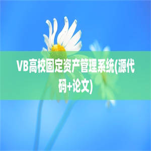 VB高校固定资产管理系统(源代码+论文)