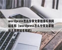 wordpress怎么分享文章链接不带网站名称（wordpress怎么分享文章链接不带网站名称的）