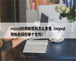 mysql的初始密码怎么查看（mysql初始密码在哪个文件）