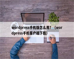 wordpress手机版怎么用？（wordpress手机客户端下载）