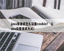 java发请求怎么设置cookie？（java设置请求方式）